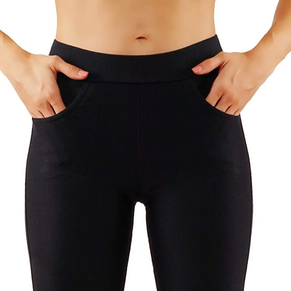 Casual Ponte Knit Slim Fit Pants Pull-Up  - Picture 3 of 5